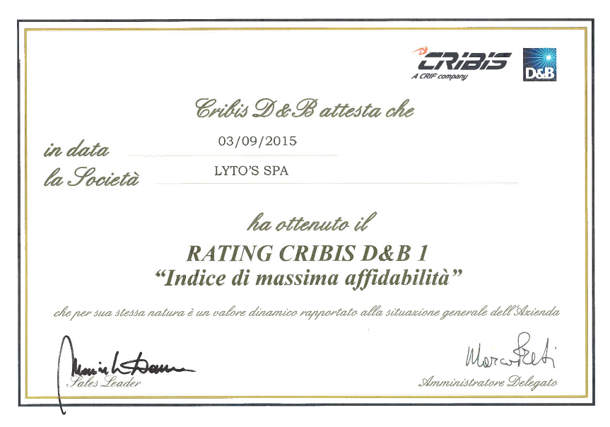 Cribis Certificato Lytos